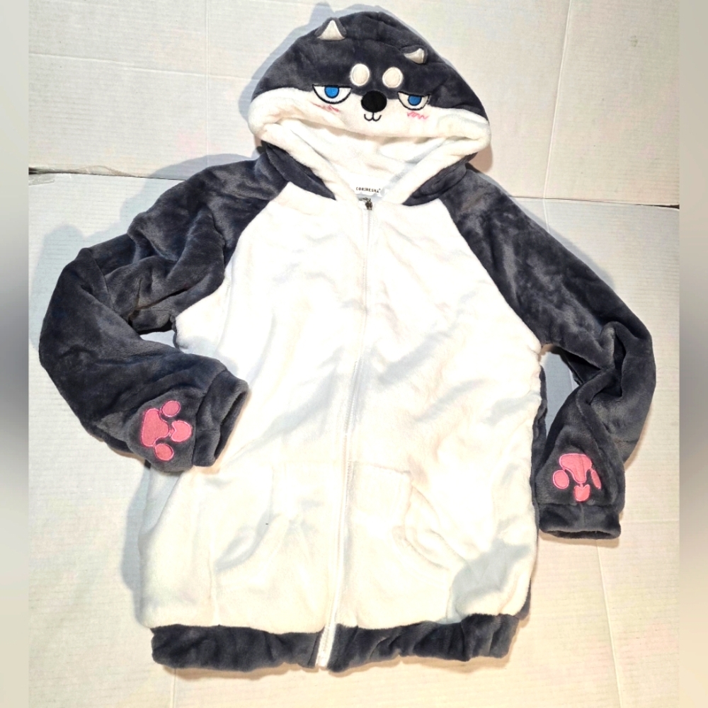 New Coriresha Shiba Inu Grey & White Jacket Womans S-M  Soft Anime Huskey
